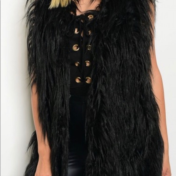 Animal Print & Black Faux Fur Vests - Picture 5 of 7